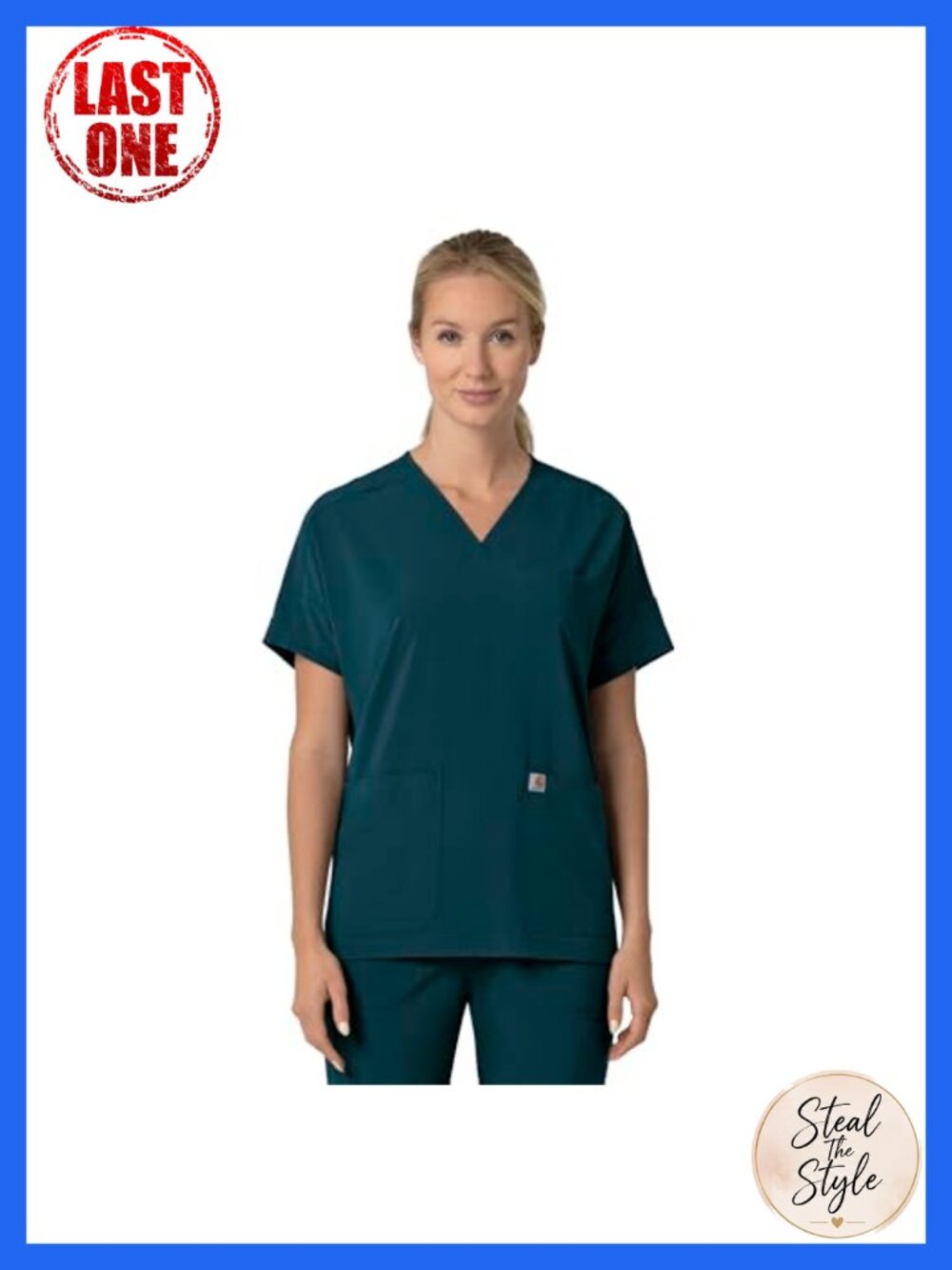 Womens Oversized V-Neck Scrub Top Polyester Spandex Modern Fit
